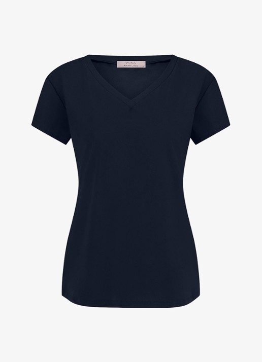 Studio Anneloes Roller T-shirt met V-hals - voorkant 2 donkerblauw