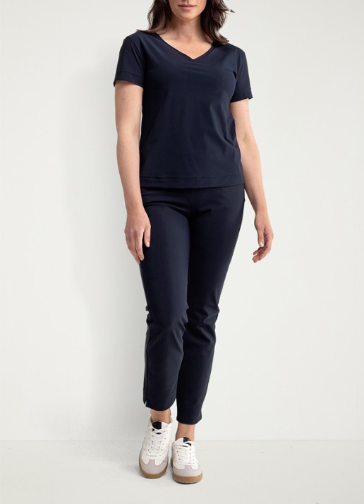 Studio Anneloes Roller T-shirt met V-hals - voorkant 3 donkerblauw