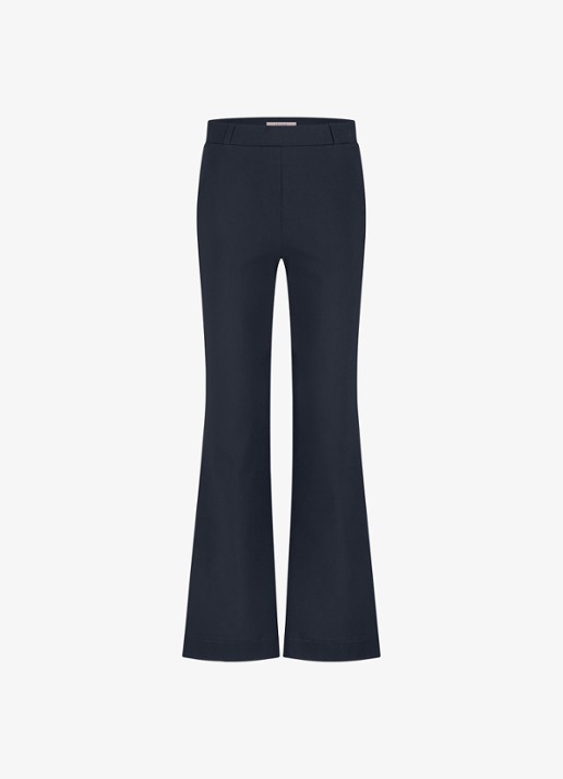 Studio Anneloes Sally mid waist flared fit broek van travelstof - voorkant 2 blauw
