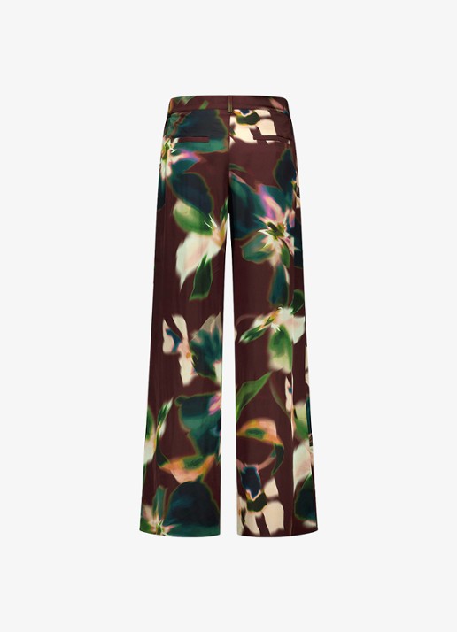 Studio Anneloes Sien loose fit pantalon met print  - detail donkerbruin