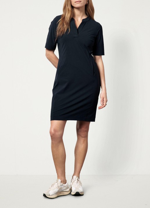 Studio Anneloes Simplicity mini jurk van travelstof - voorkant 2 donkerblauw