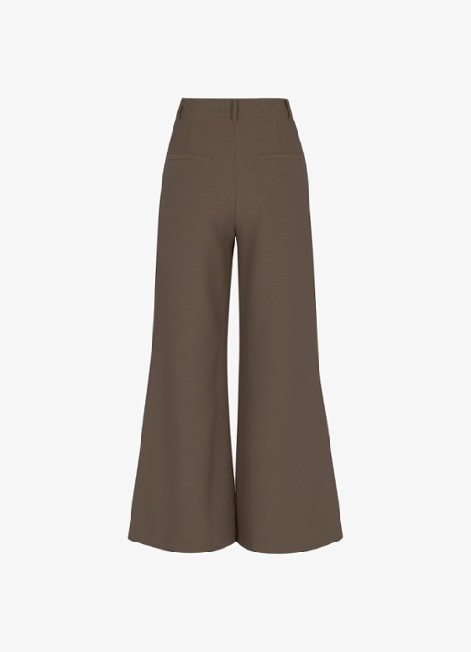 Studio Anneloes Skye high waist wide fit pantalon met structuur - achterkant 2 bruin