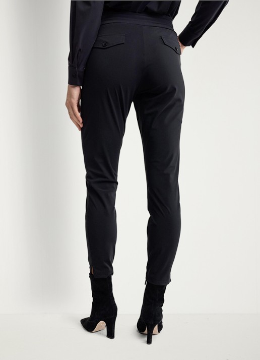Studio Anneloes Startup high waist cropped slim fit broek met trekkoord - achterkant zwart