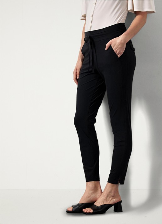 Studio Anneloes Startup mid waist cropped tapered fit pantalon van travelstof