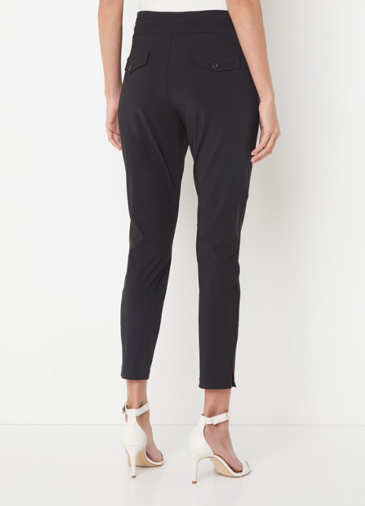 Studio Anneloes Startup mid waist cropped tapered fit pantalon van travelstof - achterkant 5 zwart