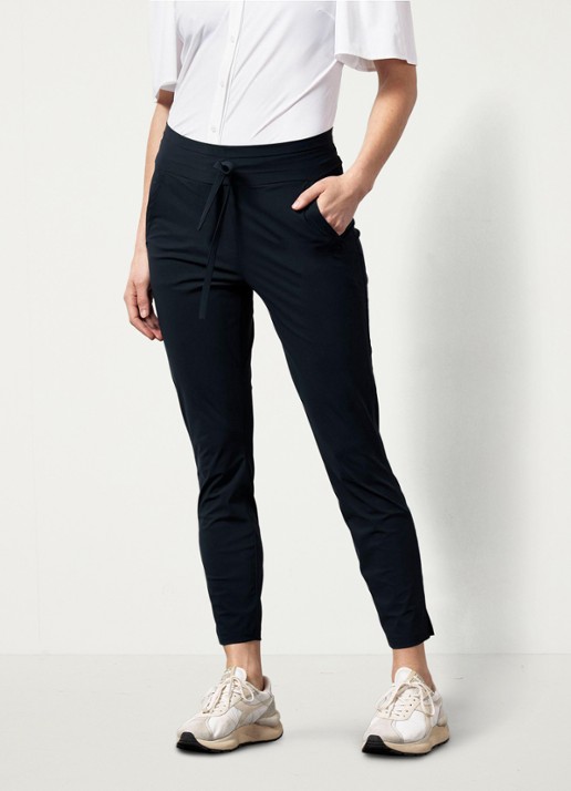 Studio Anneloes Startup mid waist cropped tapered fit pantalon van travelstof