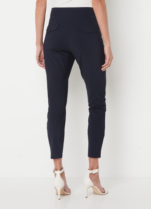 Studio Anneloes Startup mid waist cropped tapered fit pantalon van travelstof - achterkant 5 donkerblauw