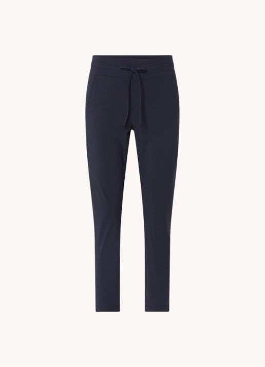 Studio Anneloes Startup mid waist cropped tapered fit pantalon van travelstof - voorkant 3 donkerblauw