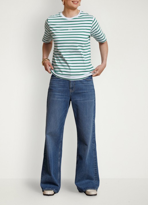 Studio Anneloes T-shirt met streepprint en logo - voorkant 4 blauw