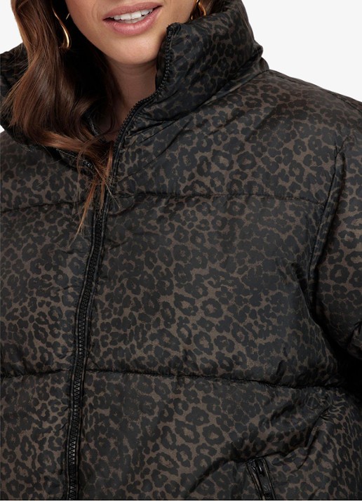 Studio Anneloes Tanner puffer jas met panterprint - detail 5 donkerbruin