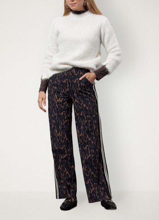 Studio Anneloes Trainer high waist wide fit pantalon met dierenprint - detail 5 oranjebruin