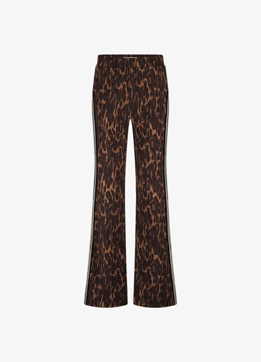 Studio Anneloes Trainer high waist wide fit pantalon met dierenprint - voorkant 2 oranjebruin
