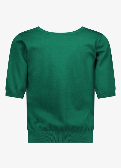 Studio Anneloes Truida fijngebreide pullover met V-hals - detail 2 groen