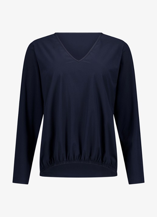 Studio Anneloes Vicky long sleeve shirt met plooien - voorkant 4 donkerblauw