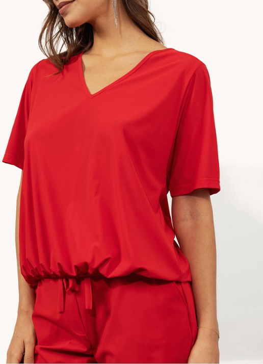 Studio Anneloes Vicky top van travelstof met trekkoord - detail 5 rood