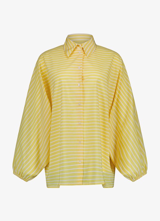 Studio Anneloes Yuki blouse met streepprint en ballonmouw - voorkant 2 geel