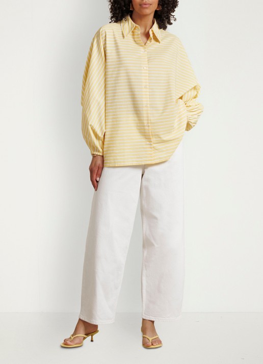 Studio Anneloes Yuki blouse met streepprint en ballonmouw - voorkant 3 geel