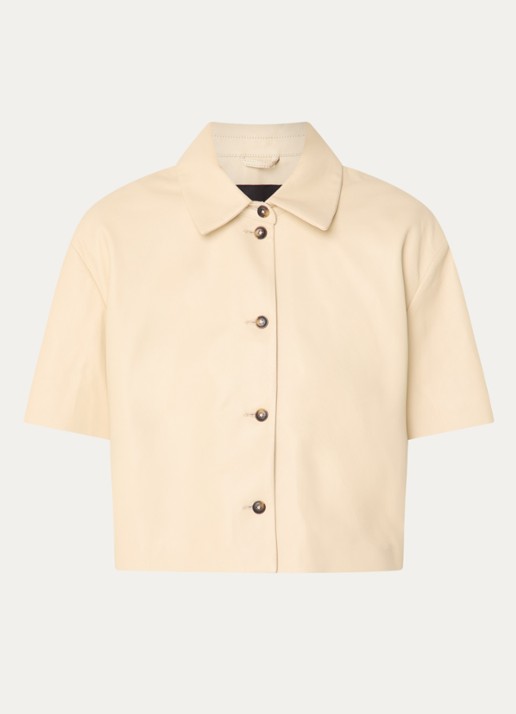 STUDIO AR Eveline blouse van schapenleer - voorkant 2 lichtgeel