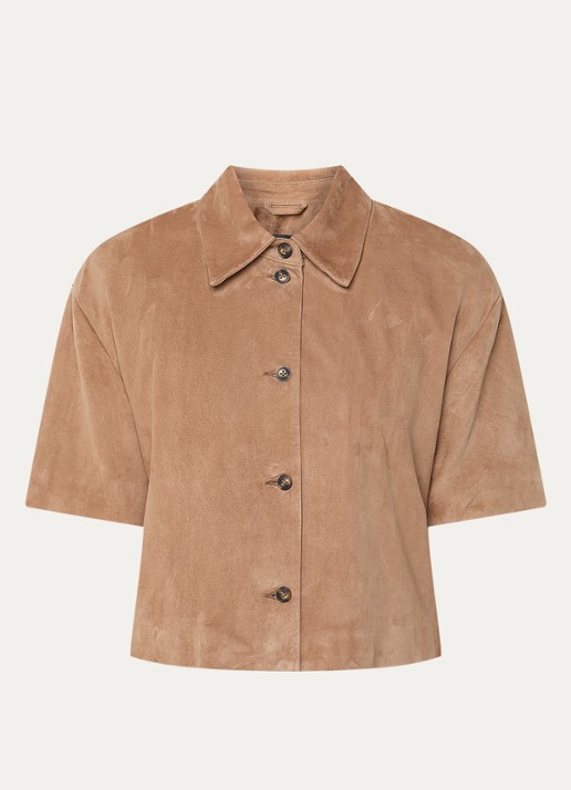 STUDIO AR Eveline blouse van suède  - voorkant 3 camel