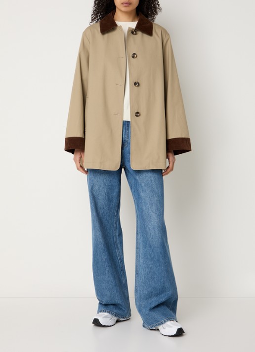 STUDIO AR Flora trenchcoat met steekzakken - voorkant 4 zand