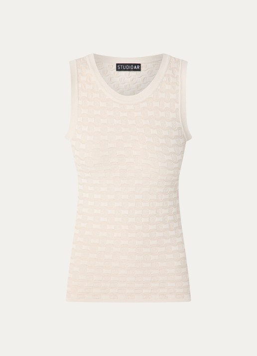 STUDIO AR Laney tanktop met structuur - voorkant ivoor
