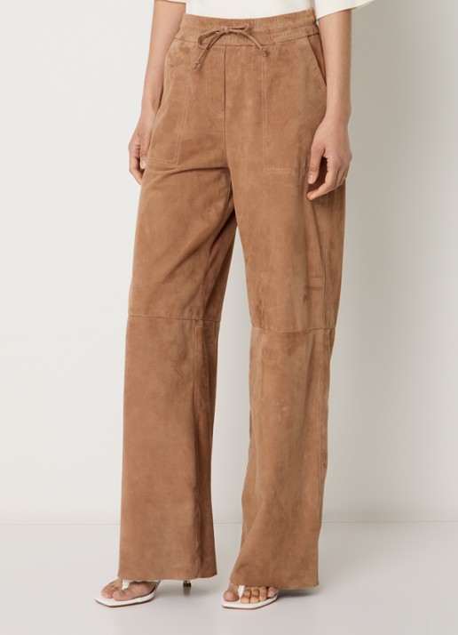 STUDIO AR Nadia high waist straight fit broek van geitenleer