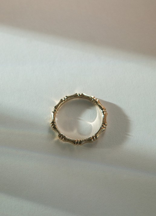 Studio Kroewe Bamboo ring van 14 karaat geelgoud - detail 3 geelgoud