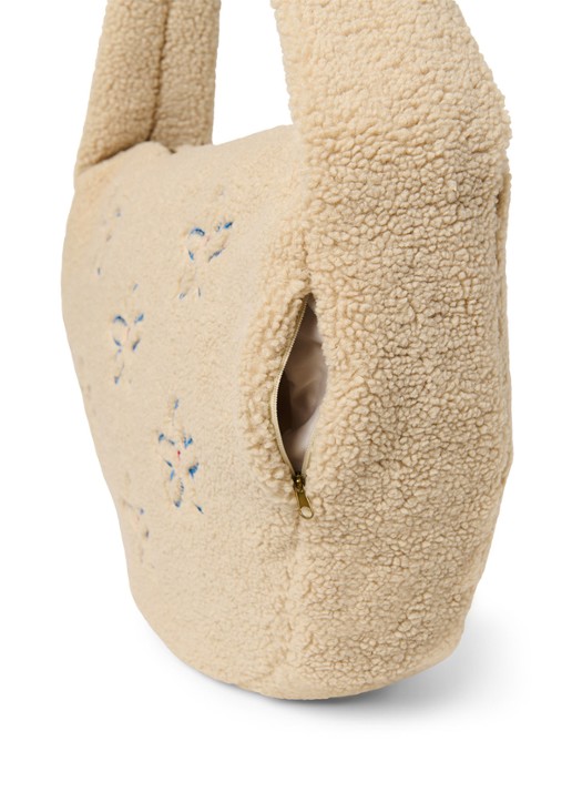 Studio Noos Luiertas van teddy met bloemborduring - detail 6 beige