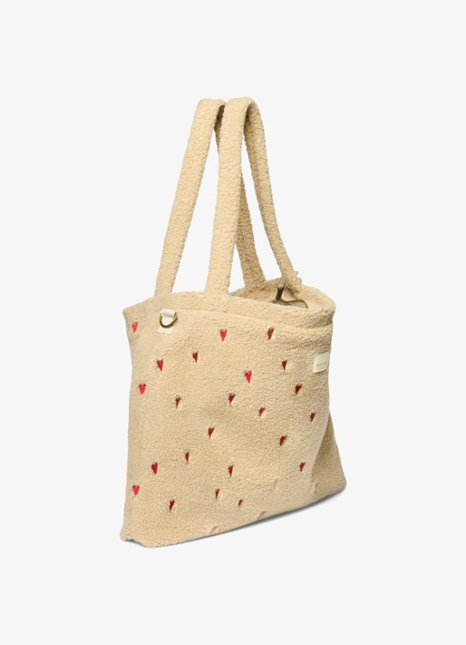 Studio Noos Luiertas van teddy met borduring - detail beige