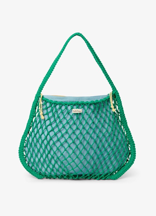 Studio Noos Macramé Mom Bag met omkeerbare binnentas - detail groen