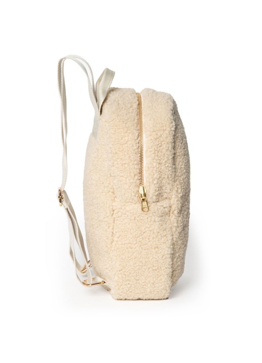 Studio Noos Mini Chunky rugzak van teddy - detail zand
