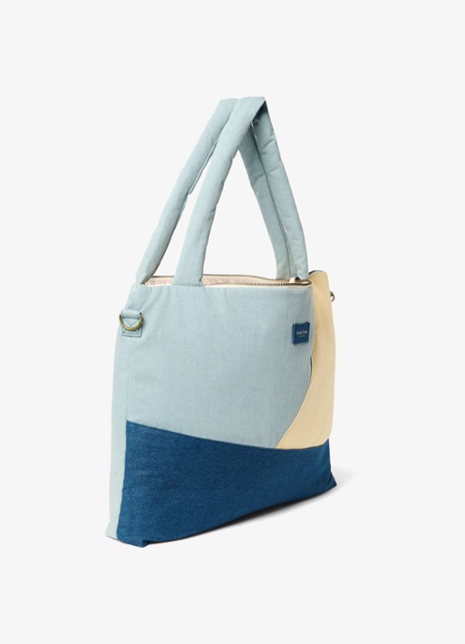 Studio Noos Patchwork luiertas met logo  - voorkant 2 jeans