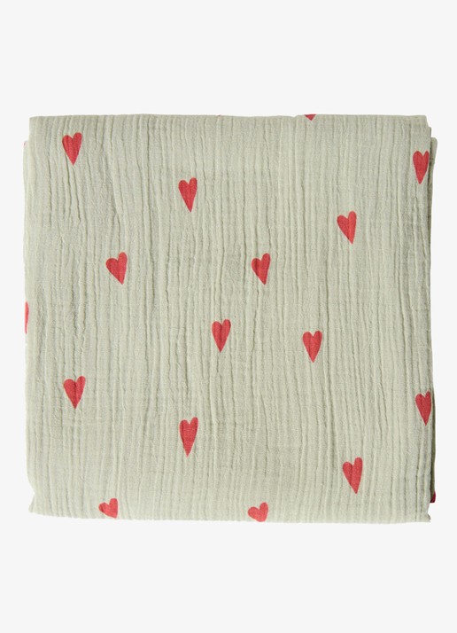 Studio Noos Sage green with red Hearts