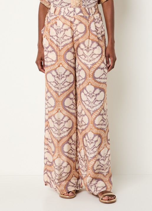 Summum Art Deco high waist loose fit broek met print