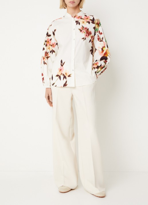 Summum Blouse met bloemenprint - voorkant 3 wit