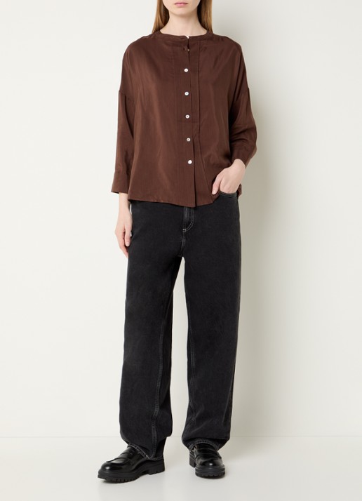 Summum Blouse met plooidetail - voorkant 2 bruin