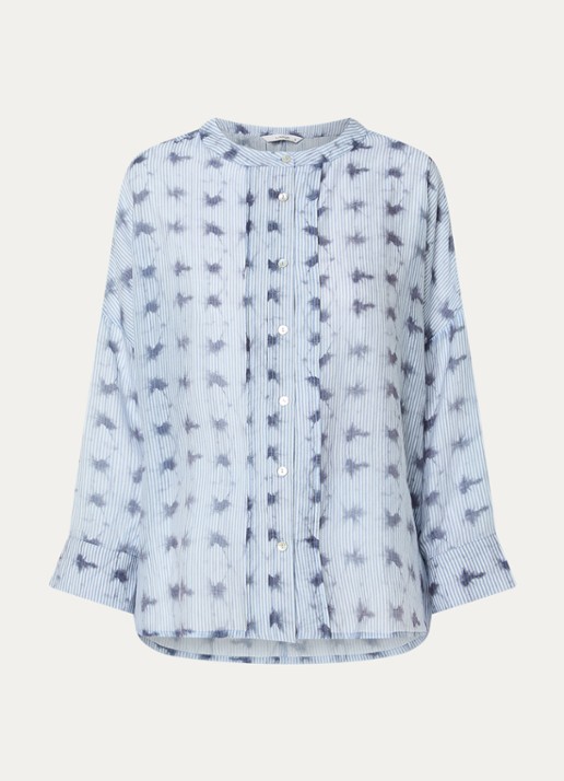 Summum Blouse met print en boothals - voorkant 2 lichtblauw