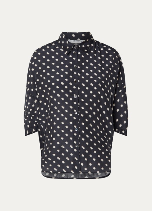 Summum Blouse met stippenprint - voorkant zwart