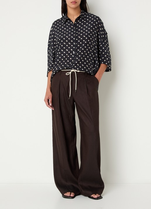 Summum Blouse met stippenprint - voorkant 2 zwart