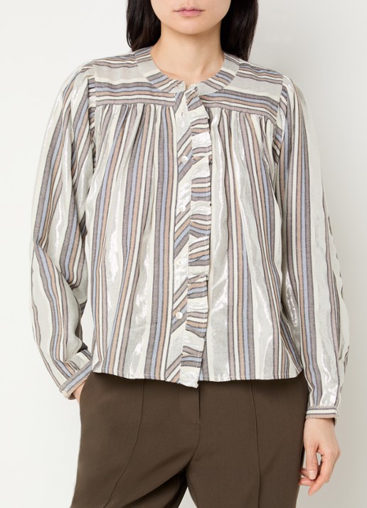 Summum Blouse met streepprint en ruches
