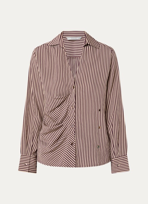 Summum Blouse met streepprint - voorkant 3 bruin