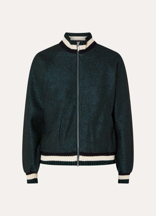 Summum Bomberjack met jacquard dessin - voorkant groen