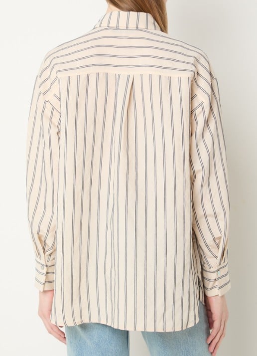 Summum Chenille blouse met streepprint - achterkant 2 creme