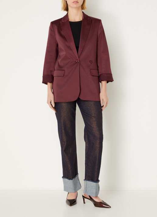 Summum Double-breasted blazer met schoudervulling - voorkant 2 bordeauxrood