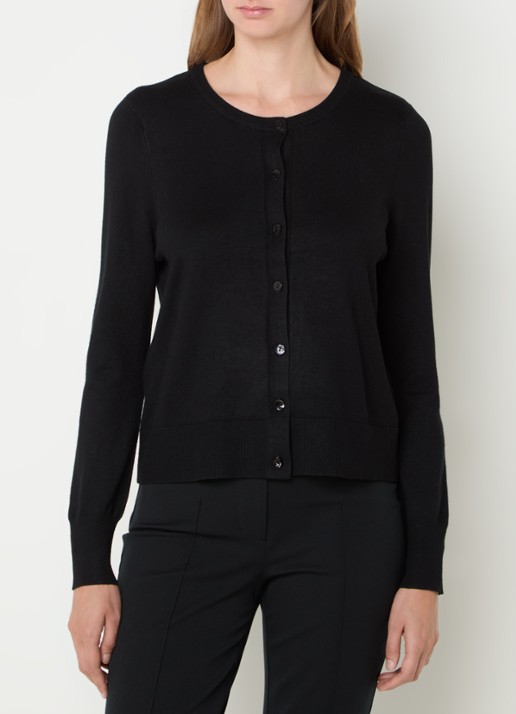Summum Fijngebreid vest met ronde hals