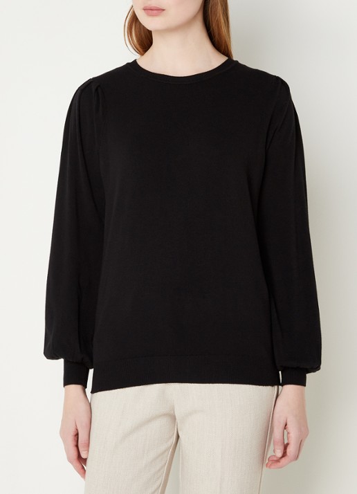 Summum Fijngebreide pullover met ballonmouw