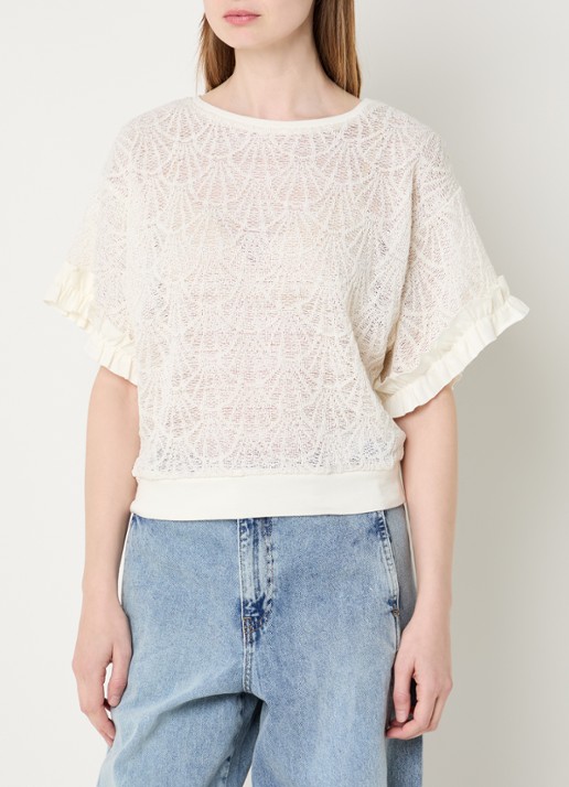 Summum Grofgebreide top met volant