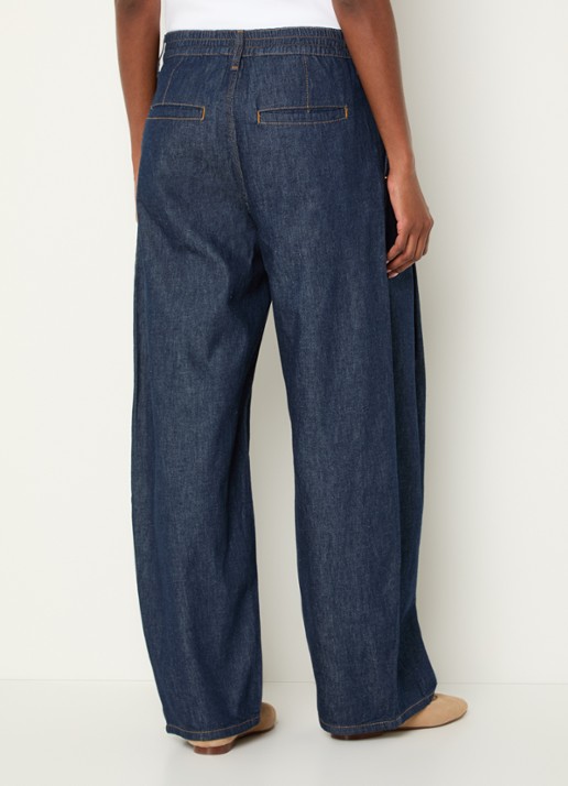 Summum High waist balloon fit jeans met donkere wassing - achterkant indigo