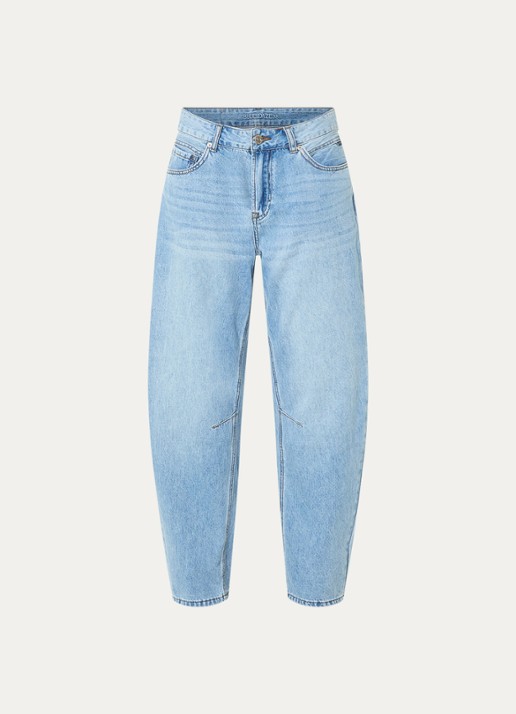 Summum High waist balloon fit jeans met lichte wassing - voorkant 2 indigo