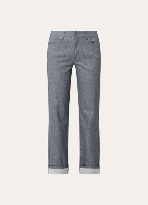 Summum High waist cropped chino met lurex - voorkant 4 grijs